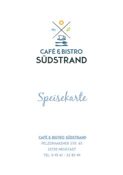 Speisekarte Café & Bistro Südstrand
